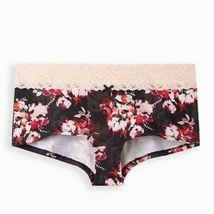 TORRID Wide Lace Trim Cotton Veronica Floral Boyshort Panty NEW Size 2X